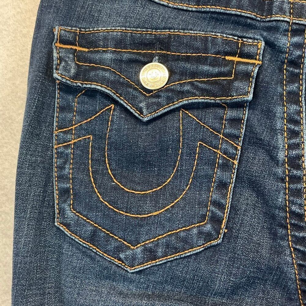TRUE RELIGION Women’s Jeans Size 27 Blue Halle Mid Rise Capri Distressed Skinny - Picture 14 of 16